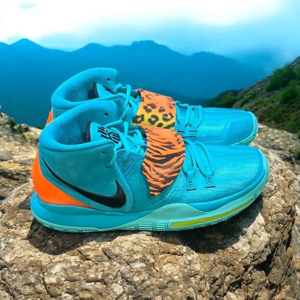 Nike Kyrie 6 Oracle Aqua Teal and Orange High-Top Sneakers